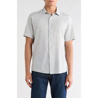 Robert Barakett Lorenzo Short Sleeve Cotton Button-Up Shirt in Dover Blue at Nordstrom Rack, Size Xx-Large