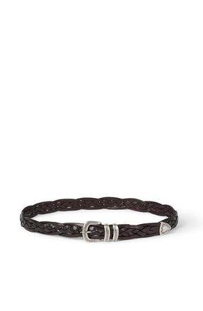 Brunello Cucinelli Braided calfskin belt in Brown at Nordstrom, Size 120