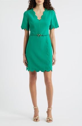 Eliza J Scallop Sheath Dress in Green at Nordstrom, Size 10