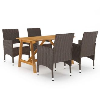 vidaXL Juego De Comedor Para Jard&iacute;n De 5 Piezas Marr&oacute;n Vidaxl