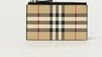 Burberry Portacarte di credito Burberry in cotone spalmato e pelle