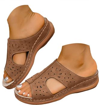 Generic Orthopedic Sandals for Women 2026 Summer Shoes Women Dressy Comfortable Arch Support Wedge Non Slip Flip-Flops, PU Leather Slides, Shoes for Dressy Su