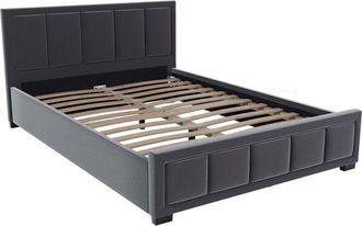 Home Discount Vanita 4ft6 Double Modern Fabric Bed Frame, 135 x 190 cm, Dark-Grey