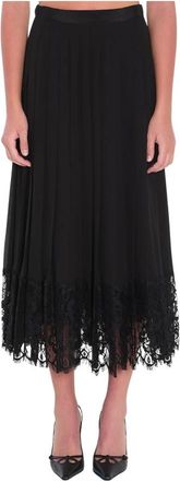 Dolce & Gabbana Rok met kanten zoom - Dames - Midirokken - Zwart - S - Rokken