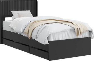 vidaXL Estructura De Cama Con Almacenamiento Y Cabecero Negro Vidaxl