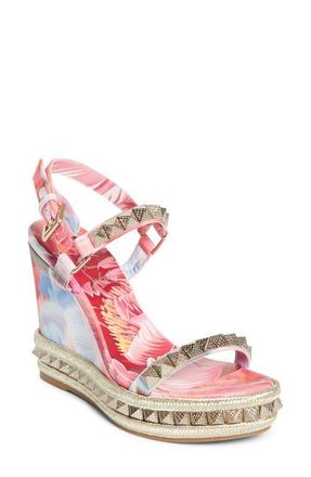 Christian Louboutin Pyraclou Wedge Sandal in Pink Multi at Nordstrom, Size 12Us