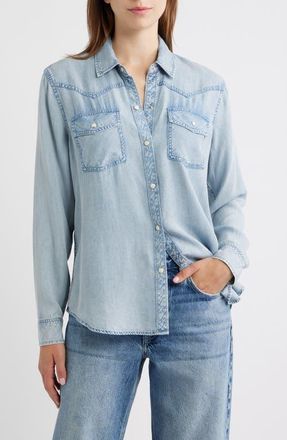 Rails Remi Chambray Pearl Snap Shirt in Creekside Indigo at Nordstrom, Size X-Small