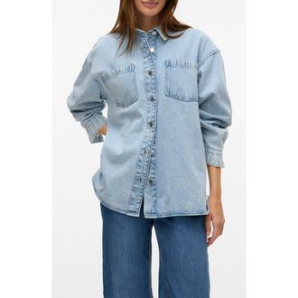 Vero Moda Jennie Oversize Denim Shirt Jacket in Light Blue Denim at Nordstrom Rack, Size X-Small