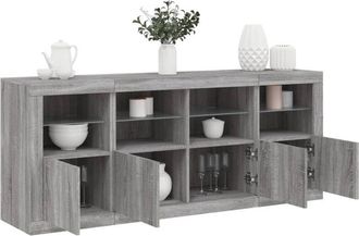 vidaXL Vidaxl - Aparador Con Luces Led Gris Sonoma 163x37x67 Cm