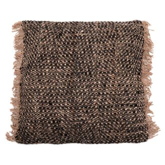 Bazar Bizar Funda de coj&iacute;n de algod&oacute;n en negro y cobre 60x60x10 cm