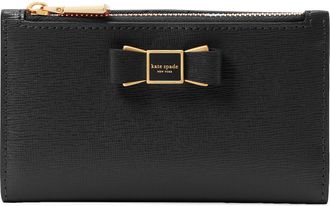 Kate Spade New York morgan bow small slim leather bifold wallet in Black at Nordstrom Rack