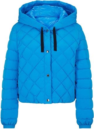 HUGO BOSS Womens Hooded Snap Button Puffer Jacket in Bright Blue - Size 14 UK