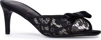 Black Suede Studio Rita Slide Sandal in Black Lace at Nordstrom, Size 7.5Us