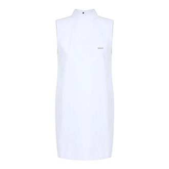 Iceberg Summer Dresses, female, White, Size: 2XS Comfort Fit Sleeveless Dress in Bonded Poplin