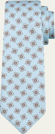 Kiton Mens Square Medallion Silk 7-Fold Tie