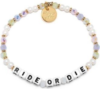 Little Words Project Ride or Die Beaded Stretch Bracelet in White at Nordstrom, Size Small