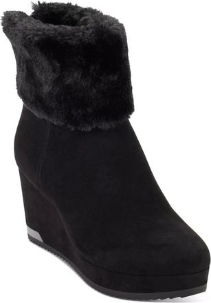 DKNY Dkny Nadra K3279020 Boots Womens Black Suede Wedge Heel Bootie LION264