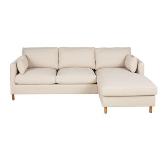 Maisons du monde Sof&aacute; cama de 4/5 plazas derecho de tela beige, colch&oacute;n de 14 cm