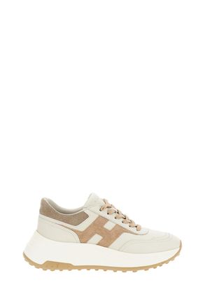 Hogan Beige Nappa Leather Double Laces Sneakers