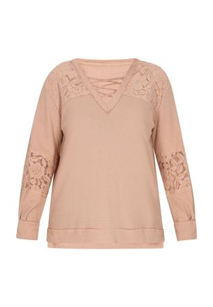 Usha Grote maat blouse vrouwen abrikoos