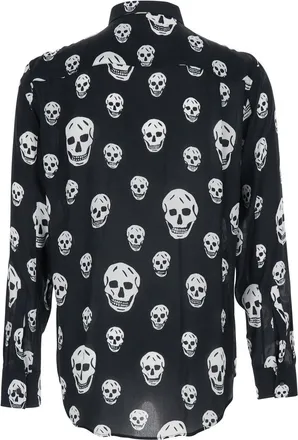 Alexander McQueen Mens Shirt With Pointed Collar - Black Viscose