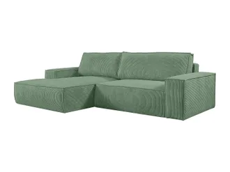 Vente-Unique Vente-unique - Divano Letto Angolo A Sinistra In Velluto A Coste Verde Acqua - Amelia