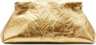 Cult Gaia Mini Lillia Metallic Leather Frame Clutch in Brass at Nordstrom