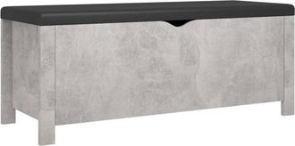 vidaXL Storage Box with Cushion Concrete Grey 105x40x45 cm Engineered Wood Vidaxl