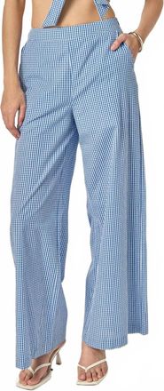 English Factory Womens Abby Check Wide Leg Pants In Blue/white
