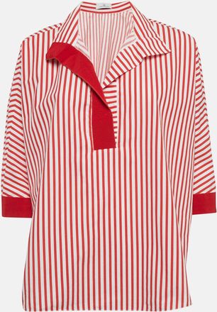 Carolina Herrera Red Striped Cotton Oversized Top