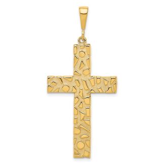 Diamond2Deal 10k Yellow Gold Polished Nugget Cross Pendant