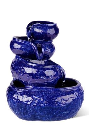 Glitzhome 4-Tiered Ceramic Cobalt Blue Table Fountain with Pump at Nordstrom, Size Medium