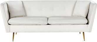 Beliani Sofa 3 Seater FREDERICA Velvet Off-White