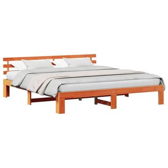 Berkfield Home Pine Wood Bed Frame Wax brown Solid wood 180 x 200 cm