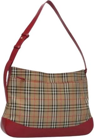 Burberry Pre-owned Shoulder Bags, female, Beige, Size: ONE SIZE Pre-owned Canvas Shoulder Bag