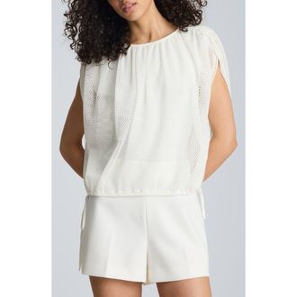 Kenneth Cole Side Tie Open Stitch Top in Pure White at Nordstrom, Size X-Small