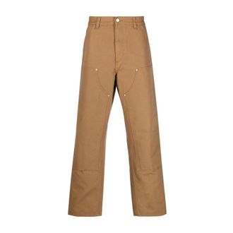 Carhartt Work in Progress Carhartt Wip, Straight Trousers, male, Brown, Size: W32 Brown Logo Trousers