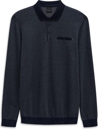 Bugatti Langarm-Poloshirt BUGATTI Modern Fit, Herren, Gr. 4XL, grau (240, grau), 70% Polyester, 30% Baumwolle, unifarben, normal, ohne Ausschnitt, Rippb&uuml;ndche