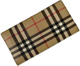Burberry Beige Pvc Leather Long Wallet (Bi-Fold) (Pre-Owned)
