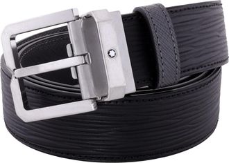 Montblanc Black 35 mm Textured Leather Belt