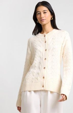 Onia Fitted Cable Knit Cardigan in Natural Melange at Nordstrom, Size X-Large