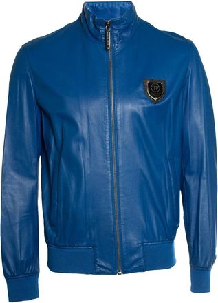 Philipp Plein Philipp Plein, blue leather jacket