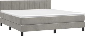 vidaXL Vidaxl - Cama Box Spring Con Colch&oacute;n Terciopelo Gris Claro 180x200 Cm