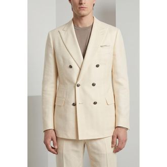 Brunello Cucinelli Cream Wool Silk Linen Suit, Brand Size 50 (US Size 40)
