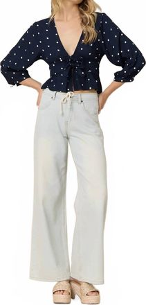 Vintage Havana Polka Dot Top In Navy, White