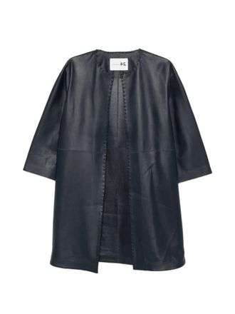 Manzoni24 Nappa Coat With Saddle Stitch And Side Slits