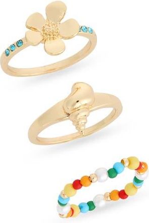Leith 3-Pack Assorted Rings in Blue Multi- Gold at Nordstrom Rack, Size Small/medium