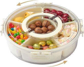 OEM Bo&icirc;te &Agrave; Go&ucirc;ter - 6 Compartiments Amovibles - Couvercle &Eacute;tanche - Rotation 360&deg; Sur Roulements &Agrave; Billes - Poign&eacute;e Pliable - Pour &Eacute;cole Bureau Pique-niq