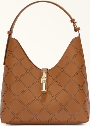 Furla Goccia Borsa A Spalla M Brandy Marrone Pelle Di Vitello Sidney Traforata Donna