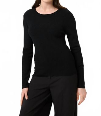 Soaked In Luxury Sina Round Neck Slim Fit Pullover In Black